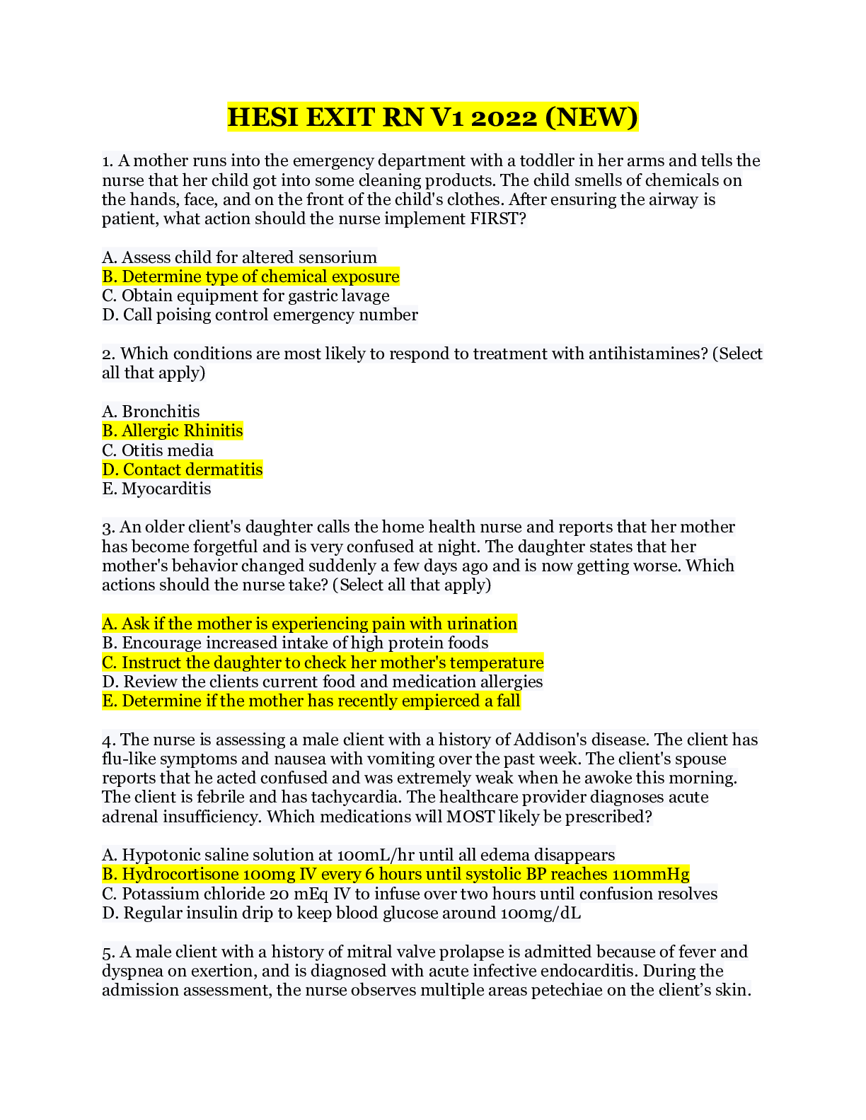 Preview image of HESI EXIT RN V1 2022 (NEW) document